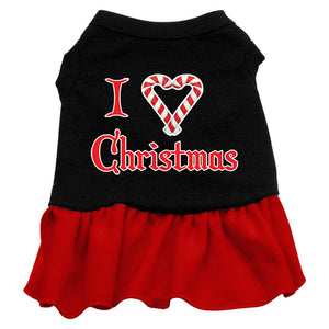 Christmas Pet Dog & Cat Dress Screen Printed, "I Love Christmas"-2