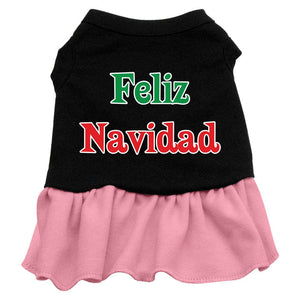 Christmas Pet Dog & Cat Dress Screen Printed, "Feliz Navidad"-2