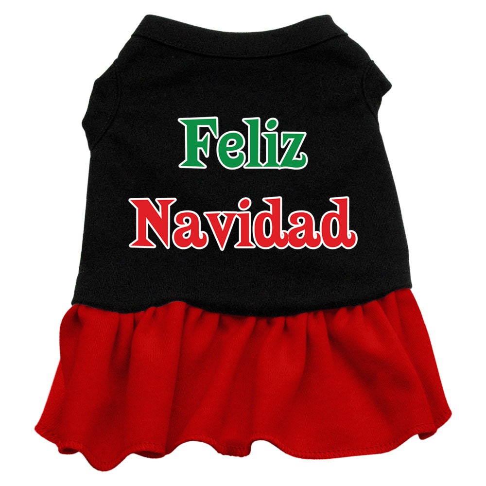 Christmas Pet Dog & Cat Dress Screen Printed, "Feliz Navidad"-1