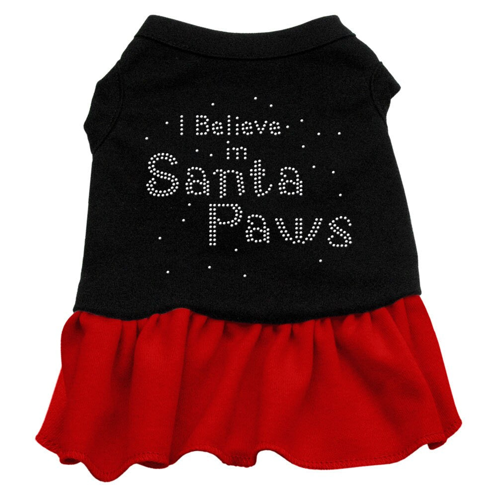 Christmas Pet Dog & Cat Dress Rhinestone, "I Believe In Santa Paws"-3