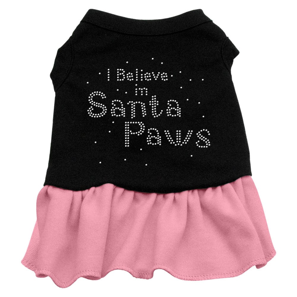 Christmas Pet Dog & Cat Dress Rhinestone, "I Believe In Santa Paws"-2