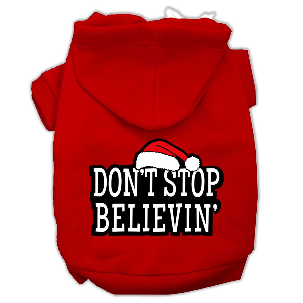 Christmas Pet Dog & Cat Hoodie Screen Printed, "Don't Stop Believin"-2