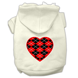 Pet Dog & Cat Hoodie Screen Printed, "Red Argyle Heart"-2