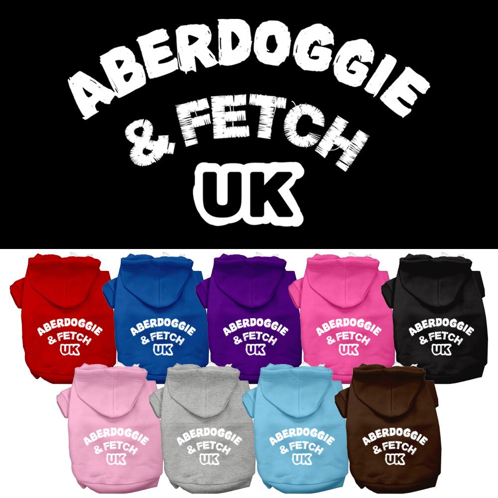 Pet Dog and Cat Hoodie Screen Printed, "Aberdoggie & Fetch UK"-0