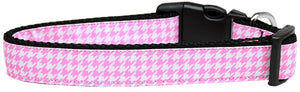 Pet Dog & Cat Nylon Collar or Leash, "Houndstooth Pink"-2