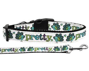 Pet Dog & Cat Nylon Collar or Leash, "Pretty As A Peacock"-0