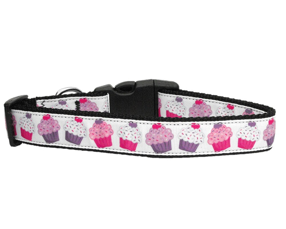 Pet Dog & Cat Nylon Collar or Leash, "Pink Purple Cupcakes"-2