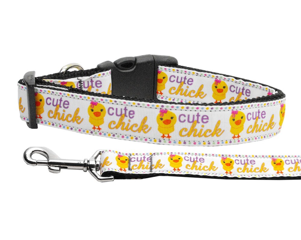 Pet Dog & Cat Nylon Collar or Leash, "Cute Chick"-0