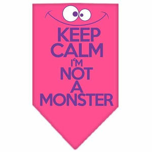 Pet and Dog Bandana Screen Printed, "Keep Calm, I'm Not A Monster"-3