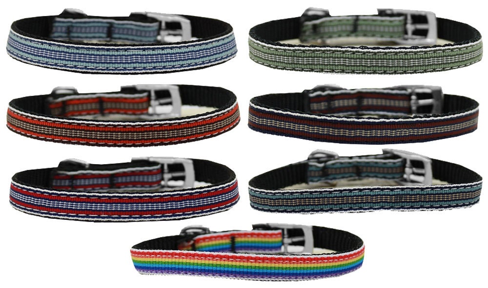 Pet Dog & Cat Nylon Collar or Leash, "Preppy Stripes"-2