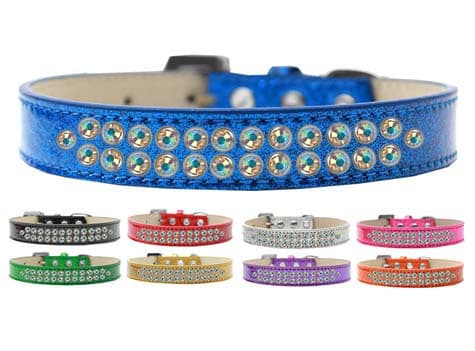 Dog, Puppy & Pet Ice Cream  Collar, "Two Row Aurora Borealis Crystal Rimsets"-0