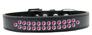 Dog, Puppy & Pet Fashion  Collar, "Two Row Bright Pink Crystal Rimsets"-3