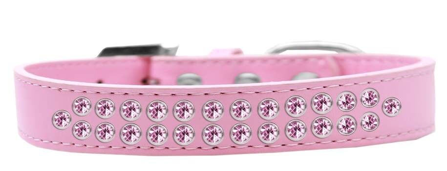 Dog, Puppy & Pet Fashion  Collar, "Two Row Light Pink Crystal Rimsets"-4