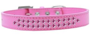 Dog, Puppy & Pet Fashion  Collar, "Two Row Bright Pink Crystal Rimsets"-4