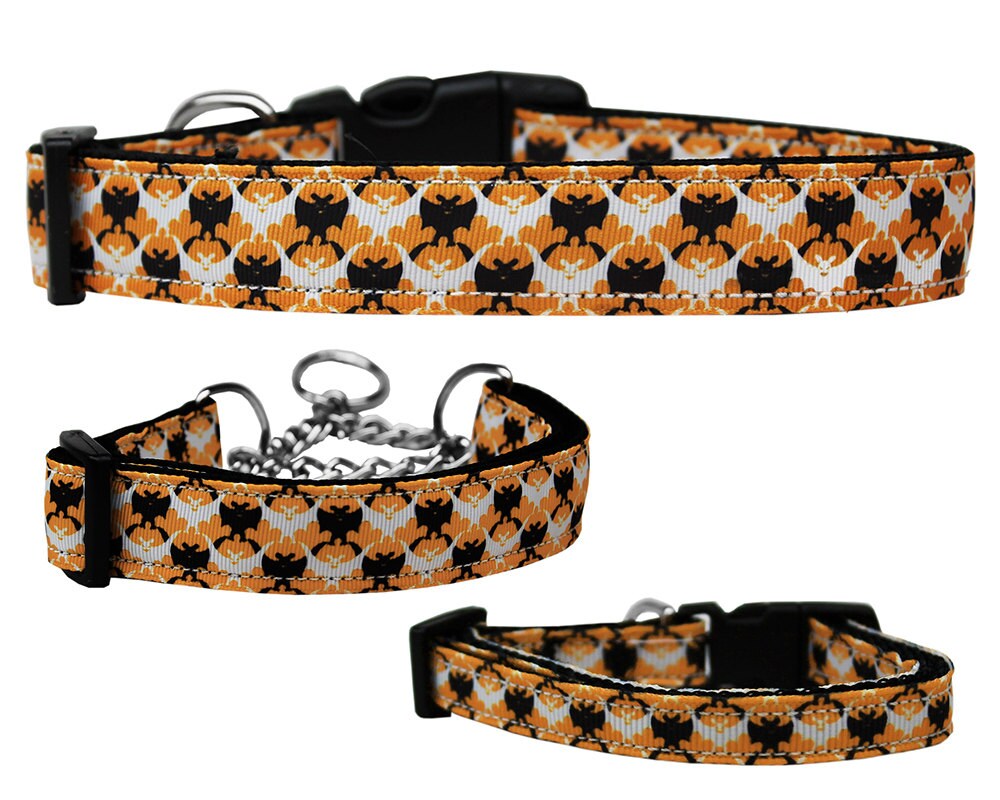 Halloween Pet Dog & Cat Nylon Collar or Leash, "Bat Argyle"-0