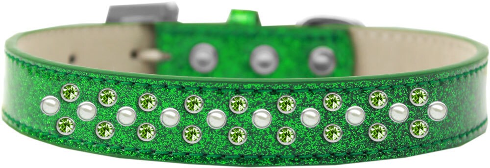 Dog, Puppy & Pet Ice Cream  Collar, "Pearl and Lime Green Crystal Rimsets Sprinkles"-4