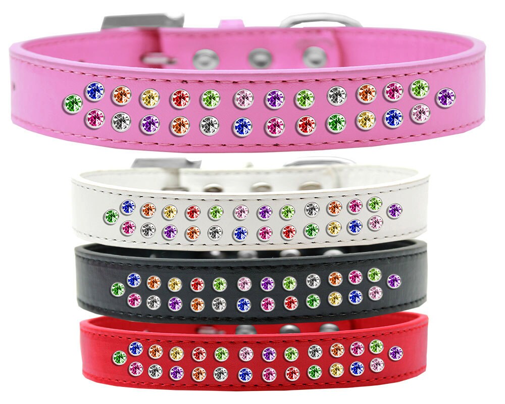 Dog, Puppy & Pet Fashion Collar, "Two Row Confetti Crystal Rimsets"-0