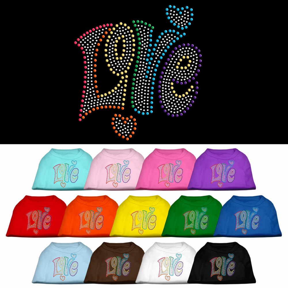 Rhinestone Studded Dog Shirt, "Love"-0