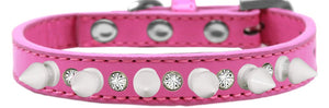 Pet and Dog Spike Collar, "Clear Crystals & White Spikes"�-3