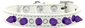 Pet and Dog Spike Collar, "Clear Crystals & Purple Spikes”-2