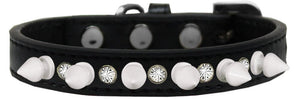 Pet and Dog Spike Collar, "Clear Crystals & White Spikes"�-4