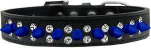 Pet and Dog Spike Collar, "Double Crystal & Blue Spikes"-4