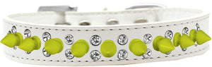 Pet and Dog Spike Collar, "Double Crystal & Yellow Spikes"-2