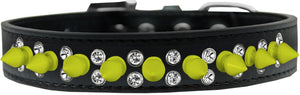 Pet and Dog Spike Collar, "Double Crystal & Yellow Spikes"-3