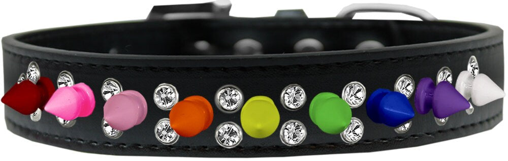 Pet and Dog Spike Collar, "Double Crystal & Rainbow Spikes"-4