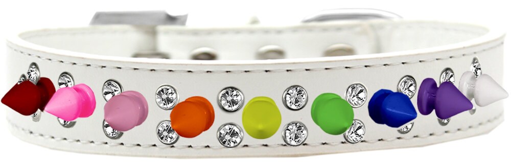 Pet and Dog Spike Collar, "Double Crystal & Rainbow Spikes"-2