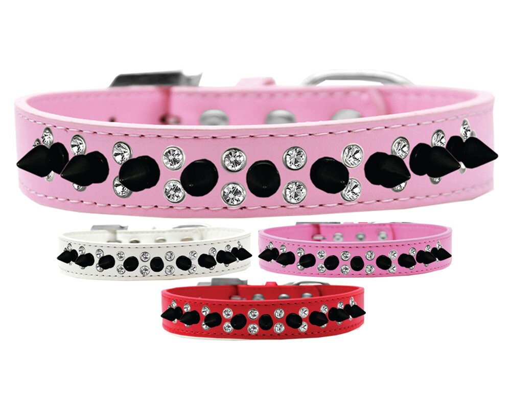 Pet and Dog Spike Collar, "Double Crystal & Black Spikes"-0