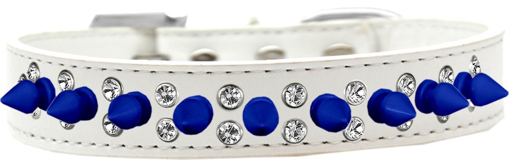 Pet and Dog Spike Collar, "Double Crystal & Blue Spikes"-2