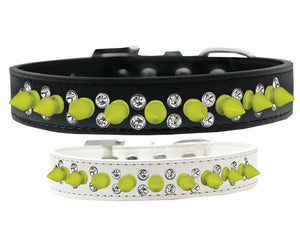 Pet and Dog Spike Collar, "Double Crystal & Yellow Spikes"-0