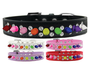 Pet and Dog Spike Collar, "Double Crystal & Rainbow Spikes"-0