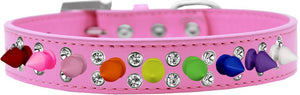 Pet and Dog Spike Collar, "Double Crystal & Rainbow Spikes"-3