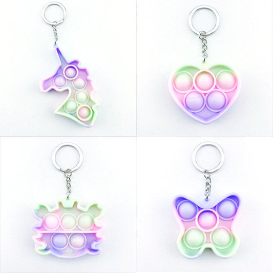 Push Pop Fidget Sensory Toy- Mermaid Colors Keychain-1