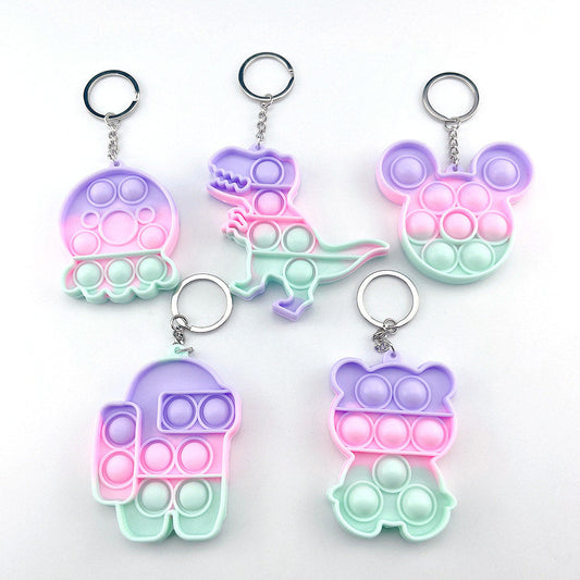 Push Pop Fidget Sensory Toy- Mermaid Colors Keychain-0