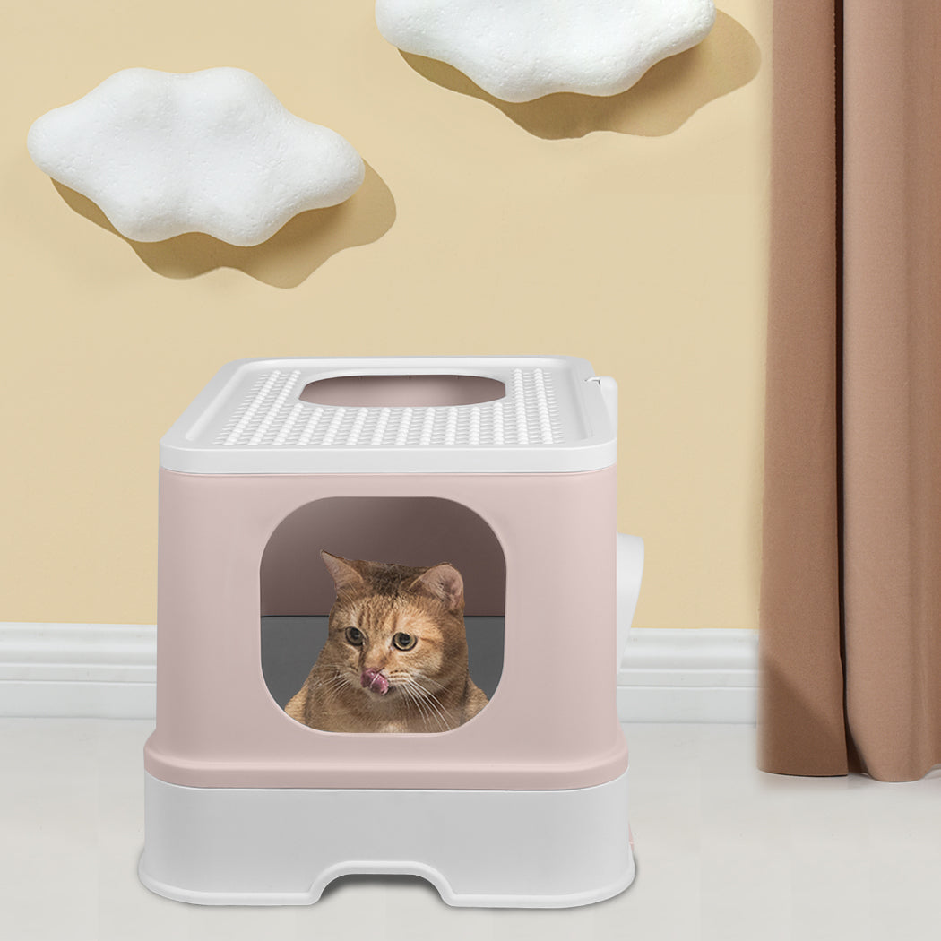 Fully Enclosed Kitty Toilet Basin in Blush-6