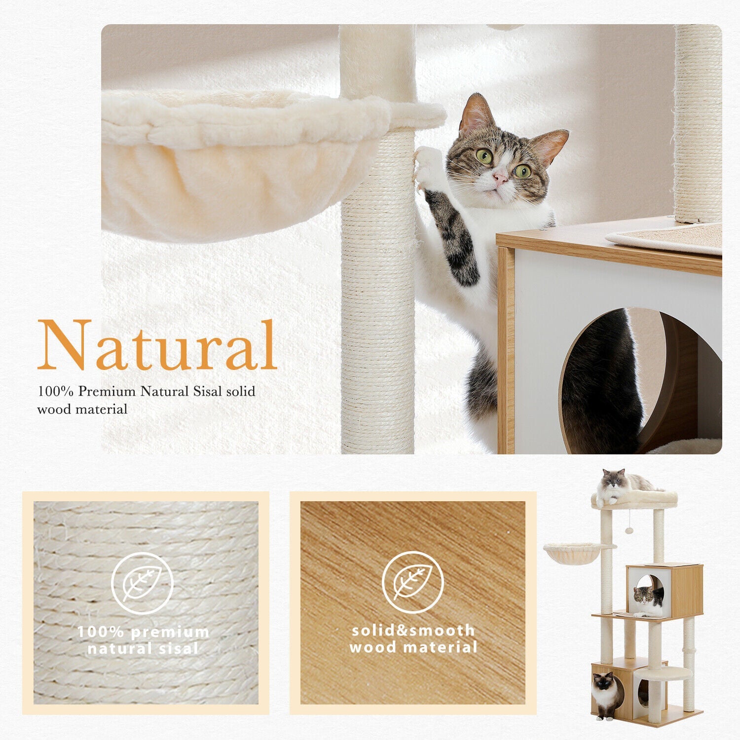 Modern 130cm Cat Condo House - Beige-2