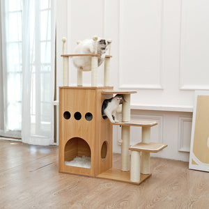 The Castle Deluxe Cat Tower Condo With Large Space Capsule Nest-11