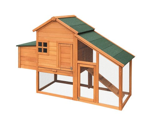 Wide Wooden Chicken Coop with Nesting Box-0