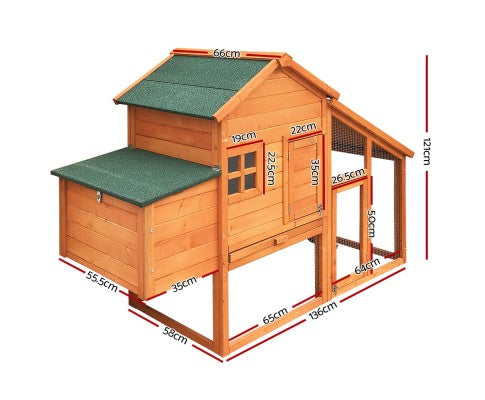 Wide Wooden Chicken Coop with Nesting Box-1