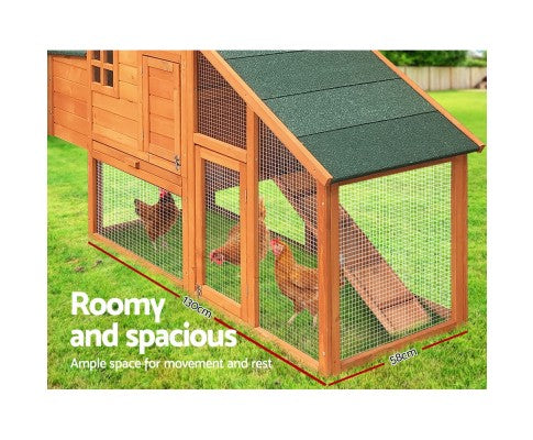 Wide Wooden Chicken Coop with Nesting Box-5