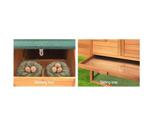 Wide Wooden Chicken Coop with Nesting Box-3