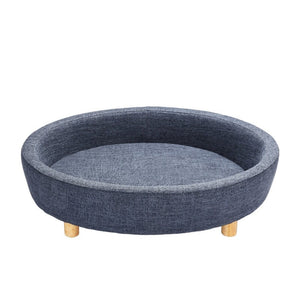 Round Raised Pet Linen Fabric Sofa-0