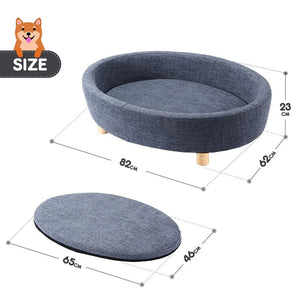 Round Raised Pet Linen Fabric Sofa-3