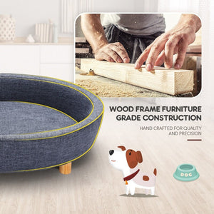 Round Raised Pet Linen Fabric Sofa-4