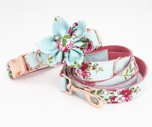 Flower Collar & Lead in Blue Set-1