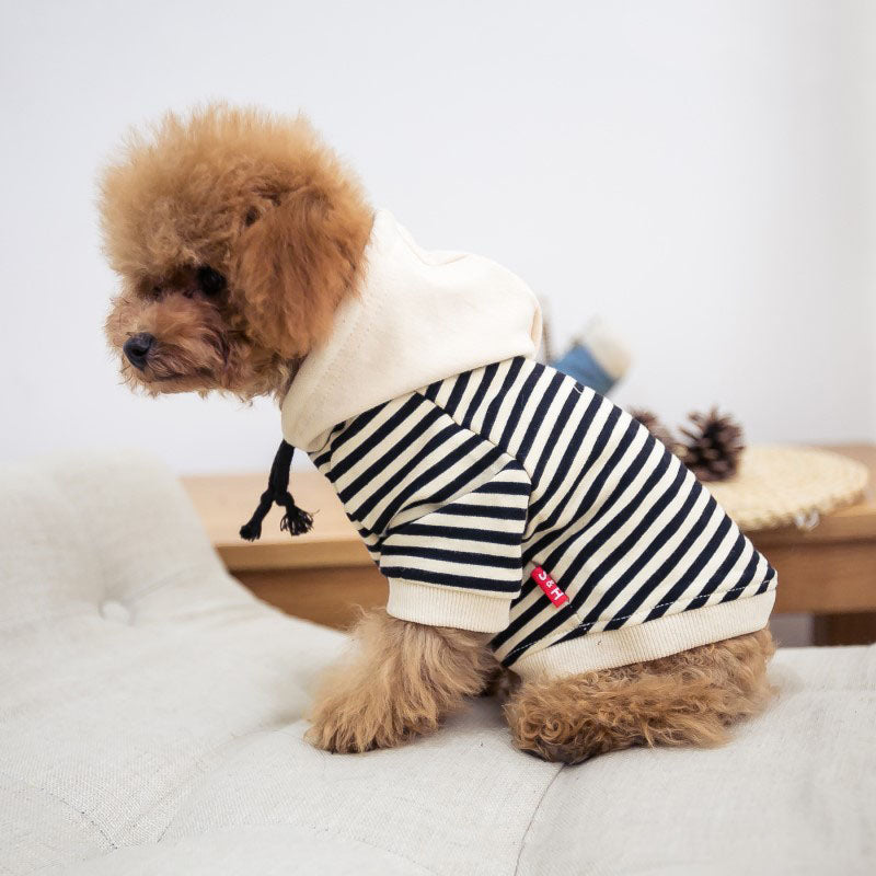 Striped Cotton Dog Hoodie-1