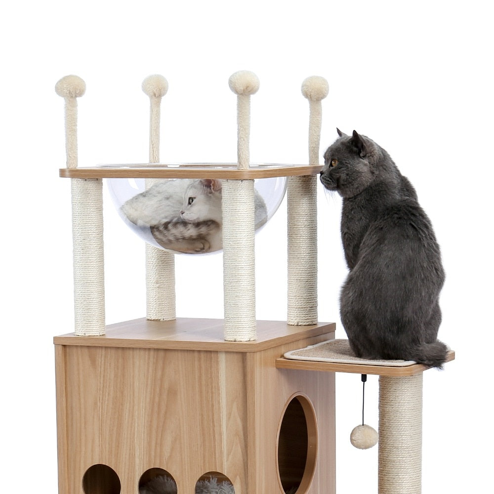 The Castle Deluxe Cat Tower Condo With Large Space Capsule Nest-9